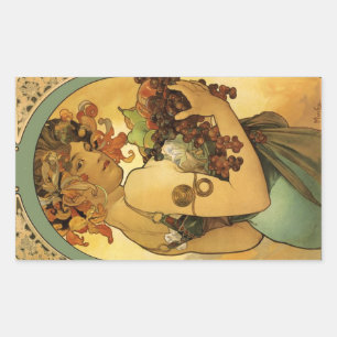 Alphonse Mucha Fruchtmalerei Rechteckiger Aufkleber