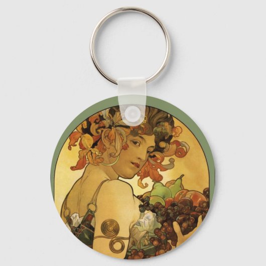 Alphonse Mucha Fruchtmalerei Schlüsselanhänger (Vorderseite)