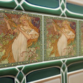Alphonse Mucha Frühjahr Saison Jugendstil Vintag Fliese