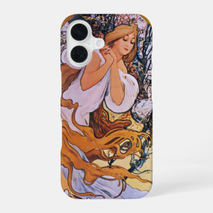 Alphonse Mucha Frühlingszeit, Vintage Art Nouveau iPhone 16 Hülle