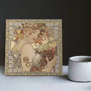Alphonse Mucha Fruit Art Nouveau Vintage Fliese