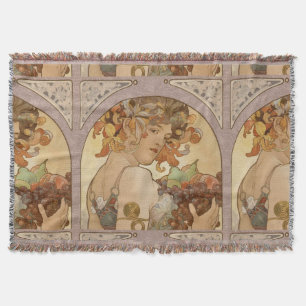 Alphonse Mucha Fruit Art Nouveau Vintage Jungfrau Decke