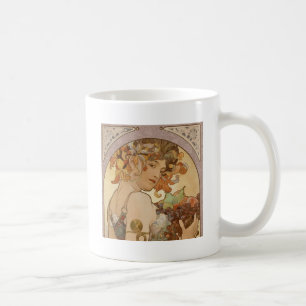 Alphonse Mucha Fruit Art Nouveau Vintage Jungfrau Kaffeetasse