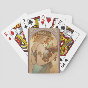 Alphonse Mucha Fruit Art Nouveau Vintage Jungfrau Spielkarten