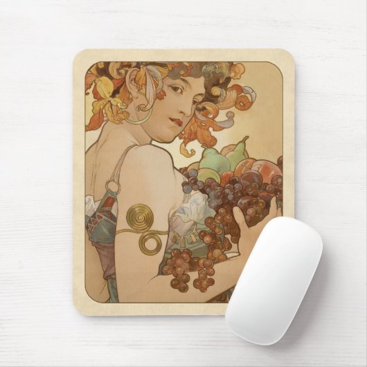 Alphonse Mucha Fruit CC0160 Art Nouveau Mousepad (Mit Mouse)