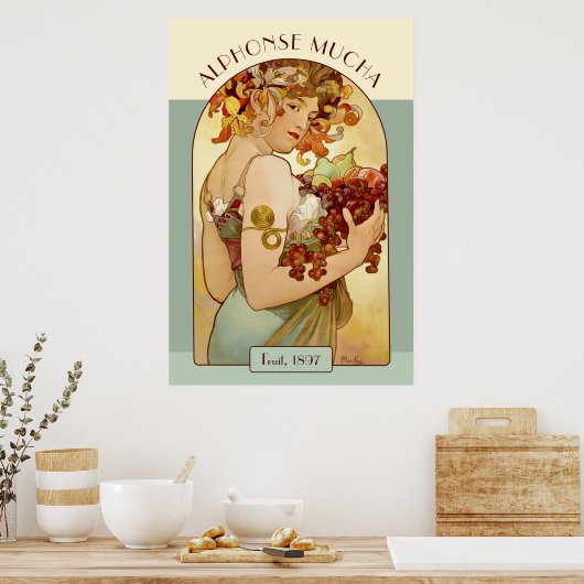 Alphonse Mucha Fruit Kitchen / Wohlhabendes Geschä Poster (Küche)