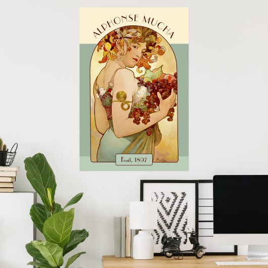 Alphonse Mucha Fruit Kitchen / Wohlhabendes Geschä Poster (Heimbüro)