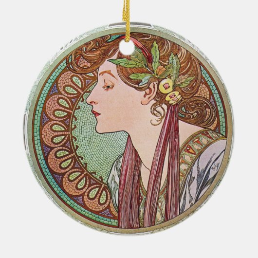 Alphonse Mucha Goddess Art Keramikornament (Hinten)
