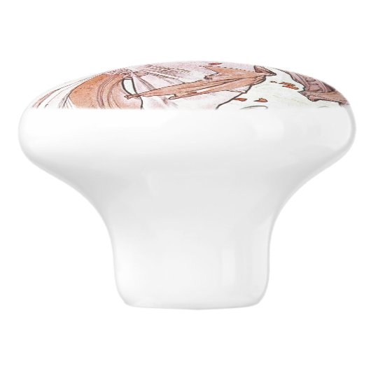 Alphonse Mucha Goddess Keramikknauf (Seitenansicht)