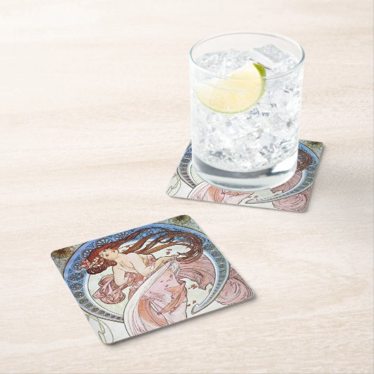 Alphonse Mucha Goddess Rechteckiger Pappuntersetzer (Vor Ort)