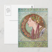 Alphonse Mucha Göttinnen-Kunst Postkarte (Vorne/Hinten)