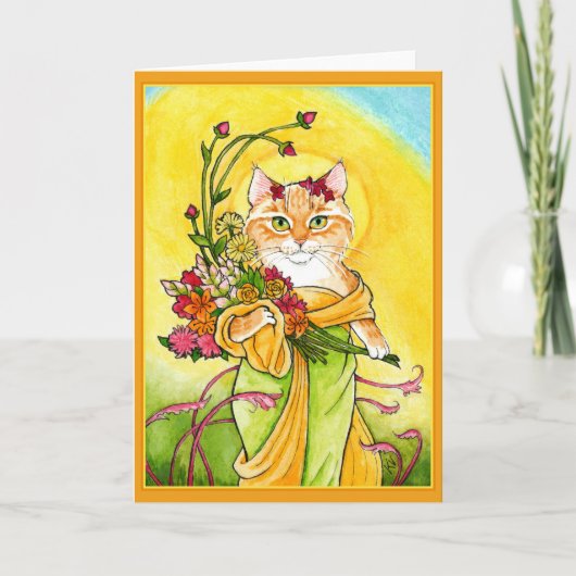 Alphonse Mucha Grußkarte für niedliche Katze Karte (Vorderseite)