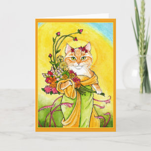 Alphonse Mucha Grußkarte für niedliche Katze Karte