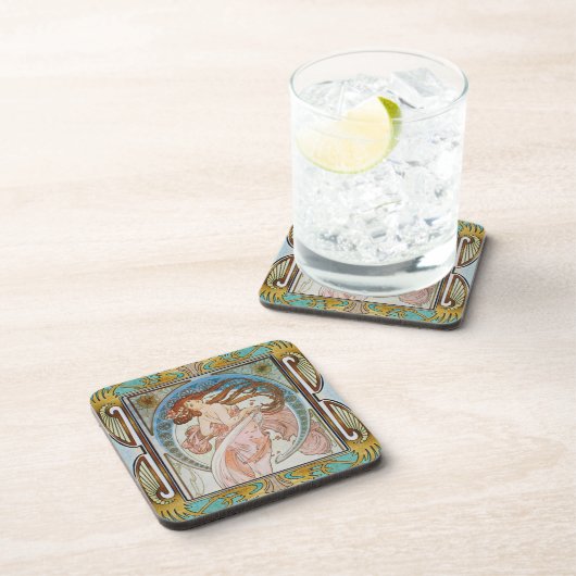 Alphonse Mucha harter Kunststoff-Untersetzer Set v Getränkeuntersetzer (Rechte Seite)