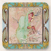 Alphonse Mucha harter Kunststoff-Untersetzer Set v Getränkeuntersetzer (Vorderseite)