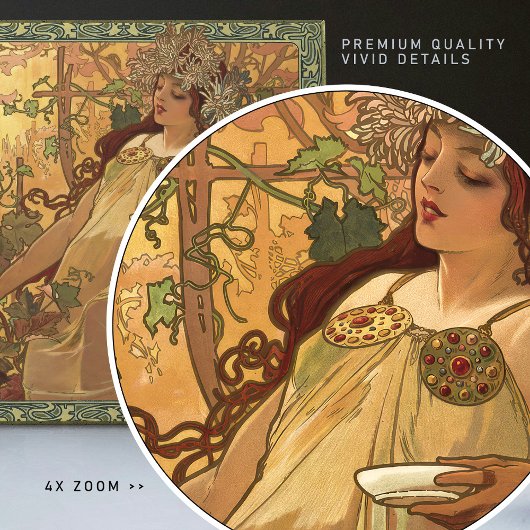 Alphonse Mucha Herbstsaison Jugendstil Vintag Fliese