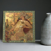 Alphonse Mucha Herbstsaison Jugendstil Vintag Fliese