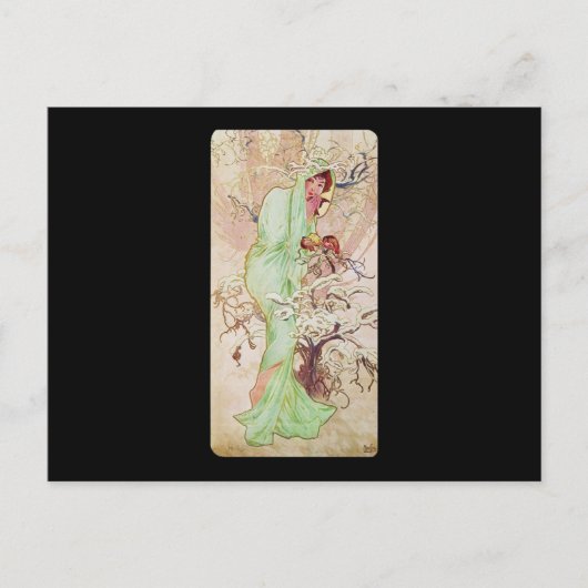 Alphonse Mucha Hiver Winter Postkarte (Vorderseite)