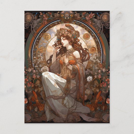 Alphonse Mucha Inspiriert Jugendstil Postkarte (Vorderseite)