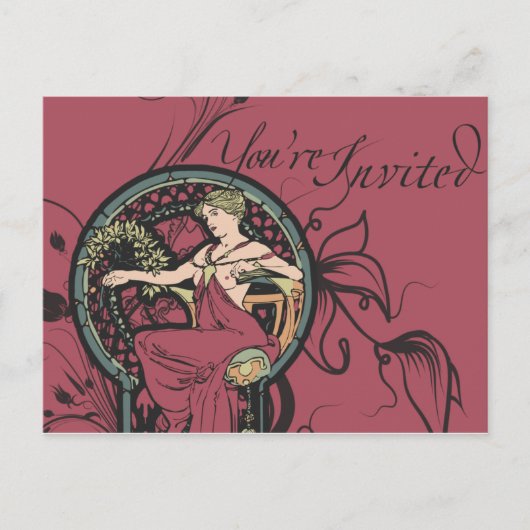 Alphonse Mucha Invites Einladungspostkarte (Vorderseite)