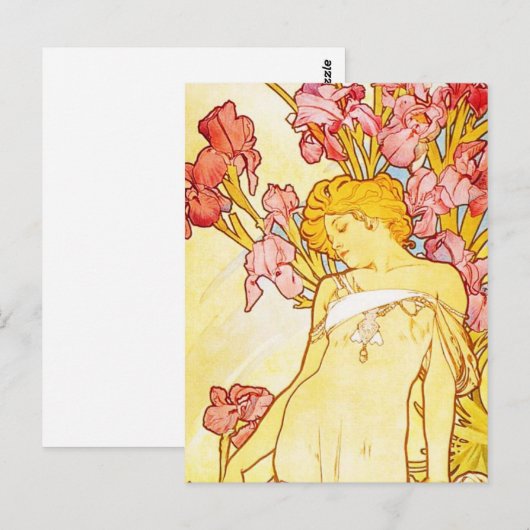 Alphonse Mucha Iris Postcard Postkarte (Vorne/Hinten)