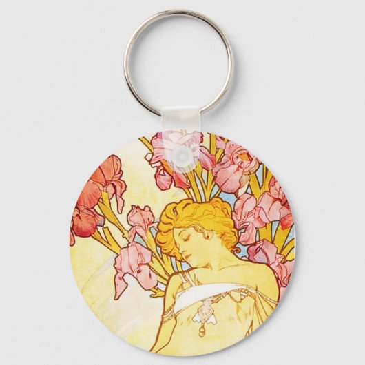 Alphonse Mucha Iris Schlüsselanhänger (Vorderseite)
