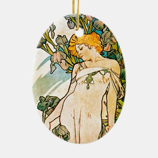 Alphonse Mucha - Iris WB Keramik Ornament (Hinten)