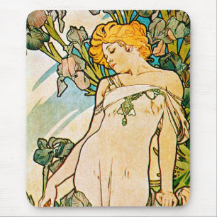 Alphonse Mucha - Iris WB Mousepad