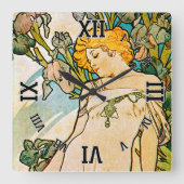 Alphonse Mucha - Iris WB Quadratische Wanduhr (Vorderseite)