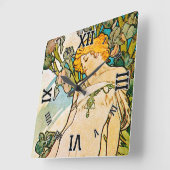 Alphonse Mucha - Iris WB Quadratische Wanduhr (Winkel)