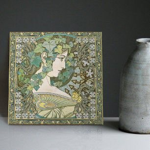 Alphonse Mucha IVY 1901 Art Nouveau Vintage Fliese