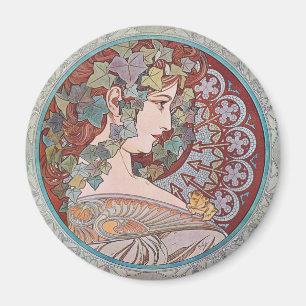 Alphonse Mucha Ivy Art Nouveau Kühlschrankmagnet