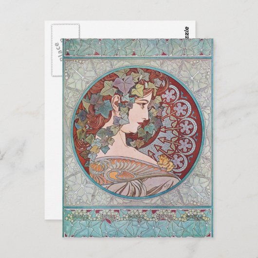 Alphonse Mucha Ivy Art Nouveau Postkarten (Vorne/Hinten)