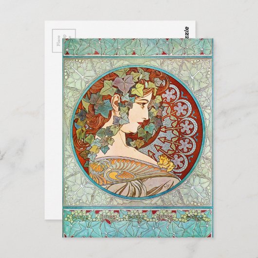 Alphonse Mucha Ivy Postkarte (Vorne/Hinten)