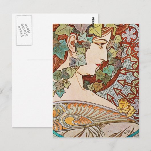 Alphonse Mucha - Ivy Postkarte (Vorne/Hinten)