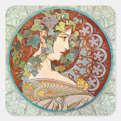 Alphonse Mucha Ivy Quadratischer Aufkleber (Vorderseite)