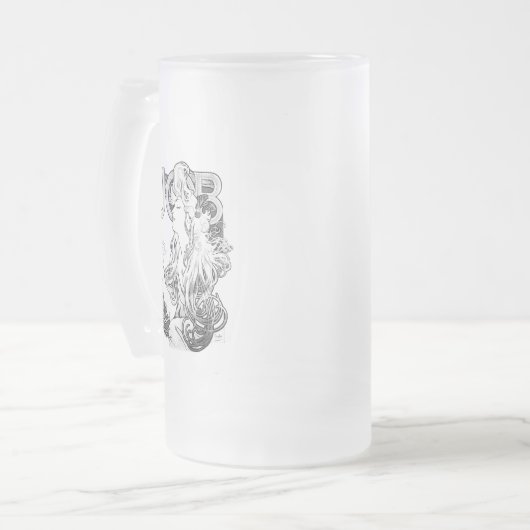 Alphonse Mucha JOB ISOGS Mattglas Bierglas (Vorderseite Links)