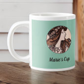 Alphonse Mucha Jugendstil-Frau mit Blume Jumbo-Tasse