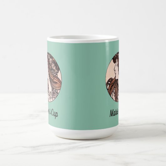 Alphonse Mucha Jugendstil-Frau mit Blume Kaffeetasse (Mittel)