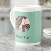 Alphonse Mucha Jugendstil-Frau mit Blume Porzellantasse