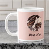 Alphonse Mucha Jugendstil-Frau mit rosa Blume Jumbo-Tasse