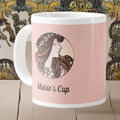 Alphonse Mucha Jugendstil-Frau mit rosa Blume Jumbo-Tasse