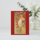 Alphonse Mucha - Jugendstil - Frühling Postkarte (Stehend Vorderseite)