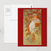 Alphonse Mucha - Jugendstil - Frühling Postkarte (Vorne/Hinten)