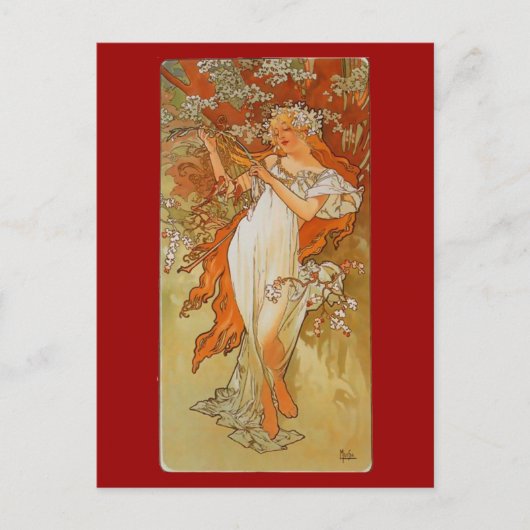 Alphonse Mucha - Jugendstil - Frühling Postkarte (Vorderseite)