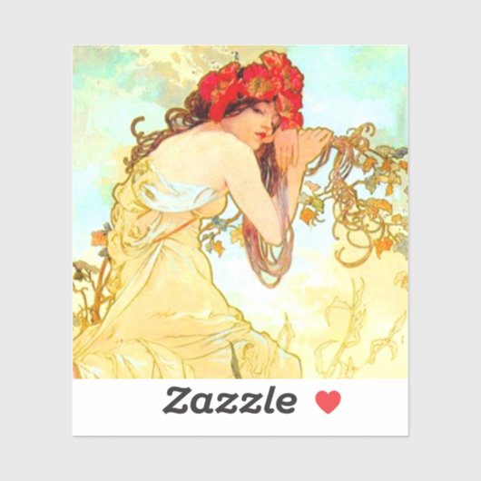 Alphonse Mucha Jugendstil Sommer Aufkleber (Blatt)