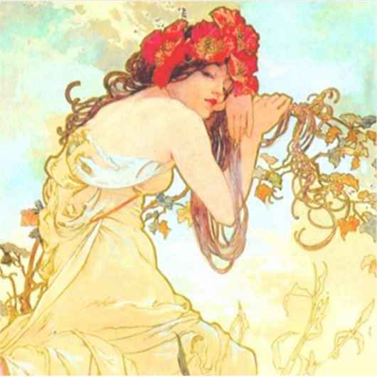 Alphonse Mucha Jugendstil Sommer Aufkleber (Vorderseite)