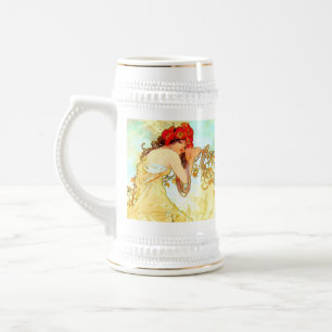 Alphonse Mucha Jugendstil Sommer Bierglas