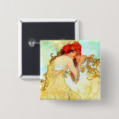 Alphonse Mucha Jugendstil Sommer Button (Vorne & Hinten)