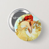 Alphonse Mucha Jugendstil Sommer Button (Vorne & Hinten)